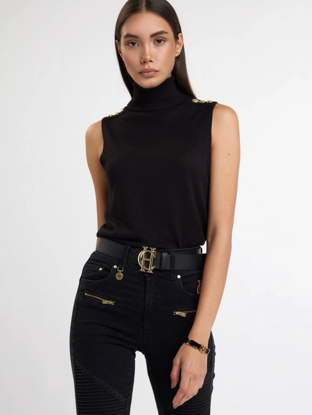 Holland Cooper Sleeveless Roll Neck - Black